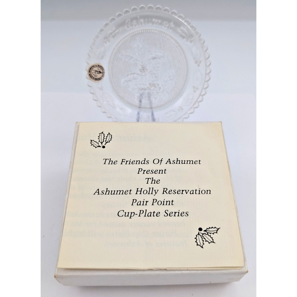 Emily Holly Ashumet Clear Glass Pairpoint Cup Plate Suncatcher Window Decor VTG